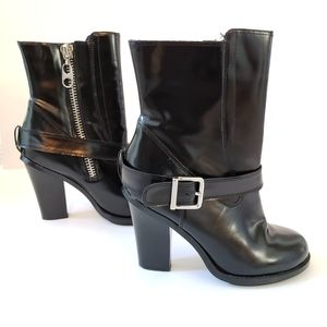 BCBGirls Glossy Black Heeled Boots with Metallic Details